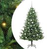 vidaXL Изкуствена светена коледна елха с комплект топки Зелено 150 cm