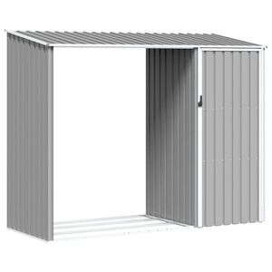 vidaXL Градинска барака за дърва сива 245x98x159см поцинкована стомана