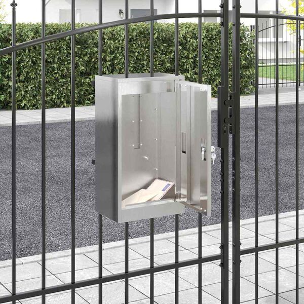 vidaXL Пощенска кутия Черно 30 x 23 x 55 см Неръждаема стомана