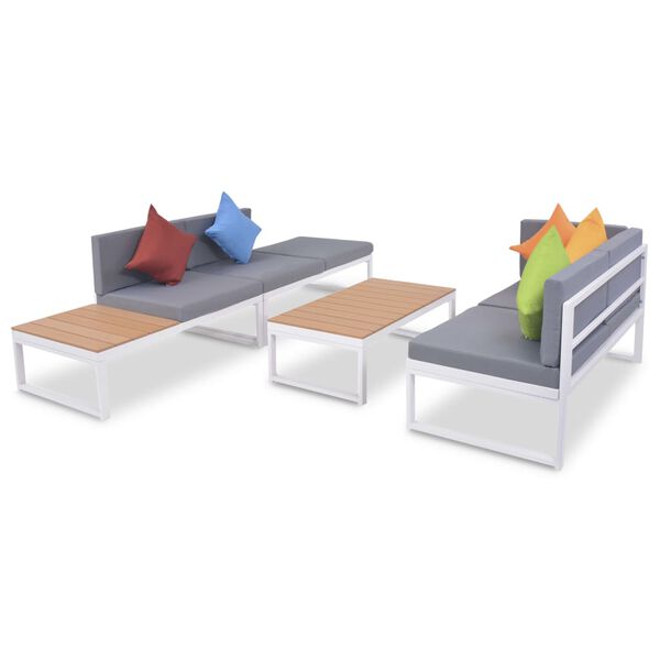 vidaXL Градински комплект с възглавници, 4 части, алуминий и WPC