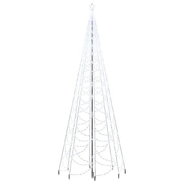 vidaXL Коледно дърво с метален стълб, 1400 LED, студено бяло, 5 м