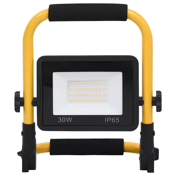 vidaXL LED прожектор с дръжка, 30 W, топло бяло