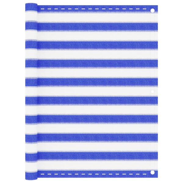 vidaXL Балконски параван, синьо и бяло, 120x400 см, HDPE