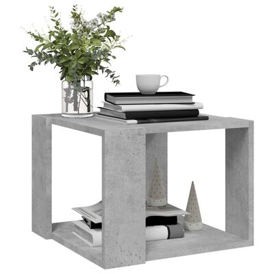 vidaXL Кафе маса, бетонно сива, 40x40x30 см, инженерно дърво