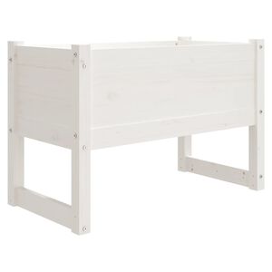 vidaXL Плантер, бяла, 78x40x52 см, борово дърво масив