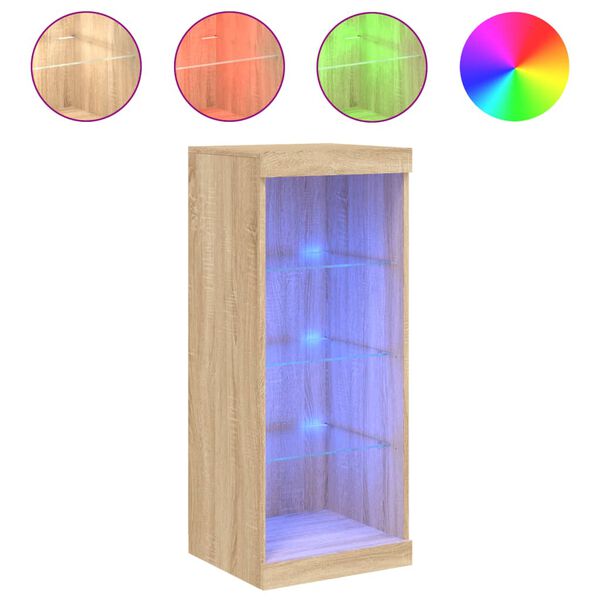 vidaXL Сайдборд с LED светлини, сонома дъб, 41x37x100 см