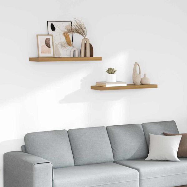 vidaXL Стенен рафт 2 pcs Кафяво 90 x 23,5 x 4 см Инженерно дърво