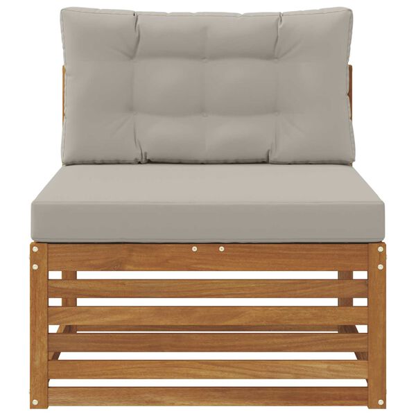 vidaXL Външен среден диван Солидно акациево дърво Естествен