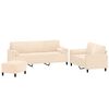 vidaXL Комплект дивани от 3 части с възглавници, кремав, кадифе