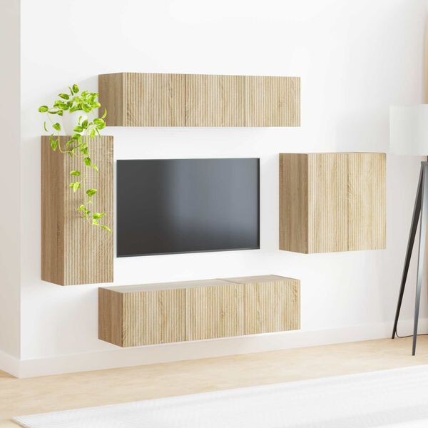 vidaXL Монтиране на стена 6 pcs Сонома дъб