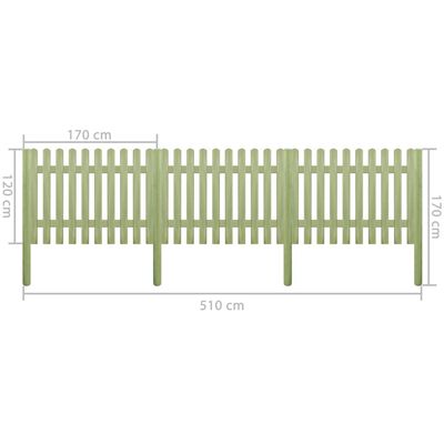 vidaXL Решетъчна ограда, импрегниран бор, 5,1 м, 170 см, 6/9 см