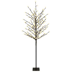 vidaXL Коледна елха с LED лампички Черно 18 x 18 x 150 см Стомана