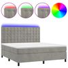 vidaXL Боксспринг легло с матрак и LED, светлосиво, 180x200 см, кадифе