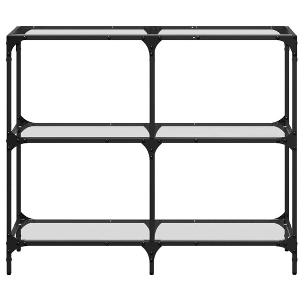 vidaXL Конзолна маса с прозрачен стъклен плот 98x30x81 см стомана