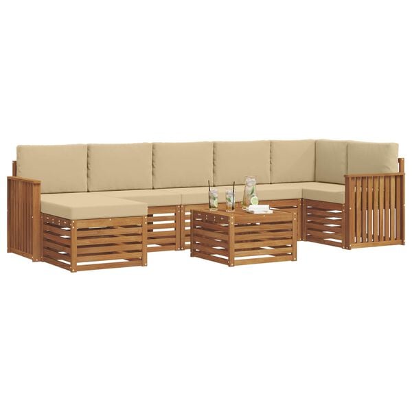 vidaXL Комплект секционен диван с възглавница 8 pcs Натурален и Бежов