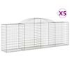 vidaXL Габионни кошници арка 5 бр 300x50x100/120 см поцинковано желязо