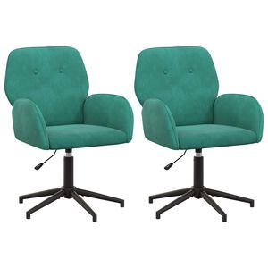 vidaXL Въртящи се бюра столове 2 бр. 54 x 55 x 90 см Тюркоаз Кадифе