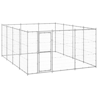 vidaXL Външна клетка за куче, поцинкована стомана, 14,52 м²