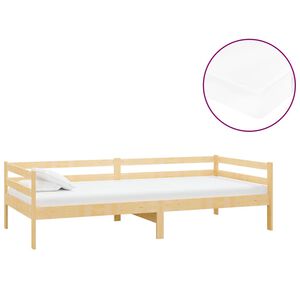 vidaXL Дневно легло с матрак, 90x200 см, борово дърво масив