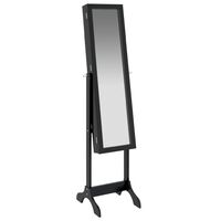 vidaXL Стоящо огледало, черно, 34x37x146 см