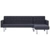vidaXL L-образен разтегателен диван, тъмносив, полиестер