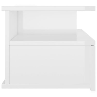 vidaXL Нощно шкафче за стена, силен бял гланц, 40x31x27 см, ПДЧ