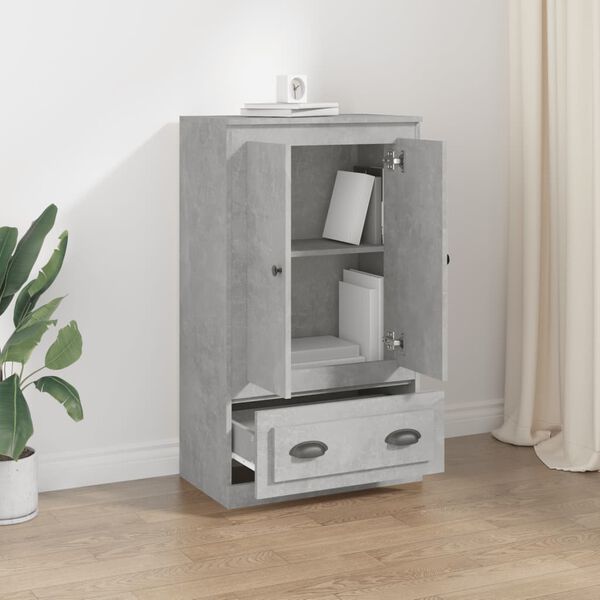 vidaXL Висок шкаф, бетонно сив, 60x35,5x103,5 см, инженерно дърво