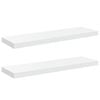 vidaXL Окачени стенни рафтове, 2 бр, бял гланц, 80x23,5x3,8 см, МДФ