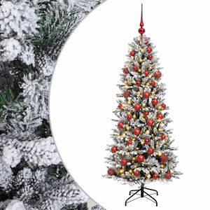 vidaXL Изкуствена коледна елха с топки 120 см 150 LED светодиода