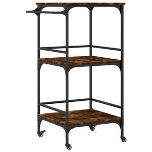 vidaXL Кухненска количка, опушен дъб, 60,5x50x105 см, инженерно дърво