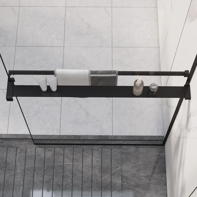 vidaXL Рафт за душ за стена за душ кабина, черен, 80 см, алуминий