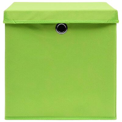 vidaXL Кутии за съхранение с капаци 10 бр 28x28x28 см зелени