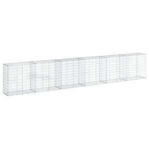 vidaXL Габионна кошница с покритие, 600x50x100 см, поцинковано желязо