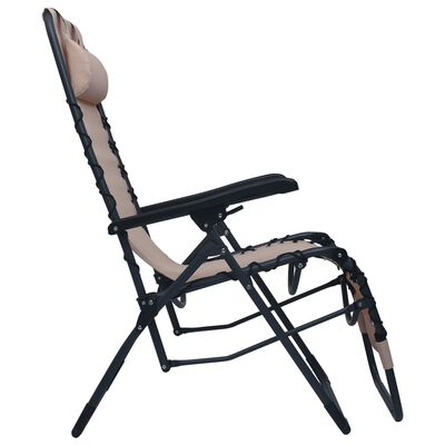 vidaXL Сгъваеми столове тип шезлонг, 2 бр, таупе, textilene