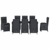 vidaXL Комплект за хранене в градината 9 pcs Черно полиратан