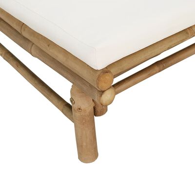 vidaXL Градински столове 2 бр с кремавобели възглавници бамбук