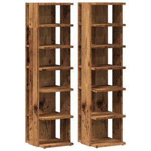 vidaXL Шкафове за обувки 2 бр старо дърво 28x27x102 см инж. дървесина