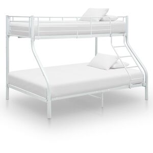 vidaXL Рамка за двуетажно легло, бяла, метал, 140x200 см/90x200 см