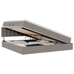 vidaXL Легло с място за съхранение и LED Таупе 200 x 200 cm текстил