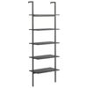 vidaXL Етажерка стълба с 5 рафта черна 64x35x185 см