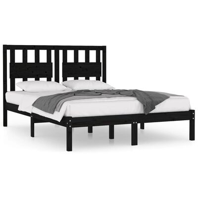 vidaXL Рамка за легло, черна, бор масив, 180x200 cм, Super King