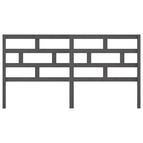 vidaXL Горна табла за легло, сива, 186x4x100 см, бор масив