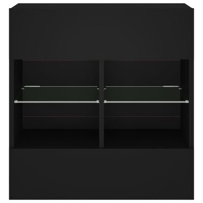 vidaXL Стенен ТВ шкаф с LED осветление, черен, 58,5x30x60,5 см