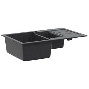 vidaXL Кухненска мивка с две корита Гранит 80 x 50 x 30.5 см Графит