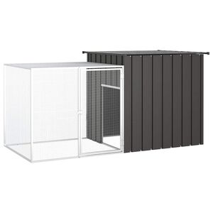 vidaXL Клетка за пилета, антрацит, 200x91x100 см, поцинкована стомана