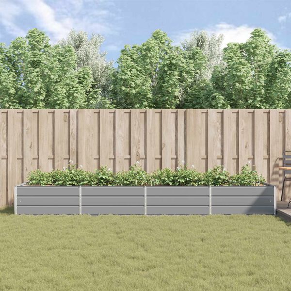 vidaXL Кашпа Светлосиво 195 x 100 x 45 см Галванизирана стомана