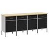 vidaXL Работен кабинет с чекмедже 4 бр. Черен и Сив 200 x 55 x 85 см