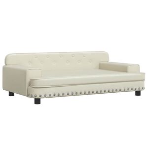 vidaXL Кучешко легло, кремаво, 90x53x30 см, изкуствена кожа