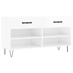 vidaXL Пейка за обувки, бял гланц, 102x35x55 см, инженерно дърво