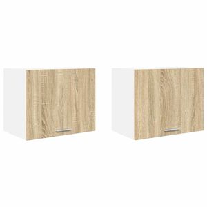 vidaXL Висящ шкаф с врата 2 pcs Сонома дъб и бяло 50 x 31 x 40 см